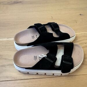 New Black Birkenstock Arizona Platform Suede in US 6-6.5 EU 36 Medium/Narrow Fit